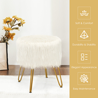 Chaise de coiffeuse en fausse fourrure, tabouret de maquillage, siège rembourré en fourrure, pouf rond