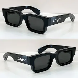 3401 Vintage dikdörtgen güneş gözlüğü özel Logo kadınlar moda tıknaz çerçeveleri kare tonları erkekler Ins trend tasarım UV400 gözlük