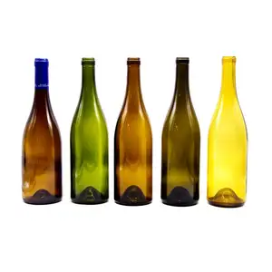 الأوروبية عينة مجانية تخصيص زجاجة النبيذ الزجاج بورجوندي زجاجة شفافة العنبر الأسود