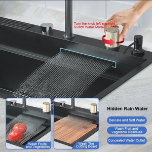 Design unico balena 304 in acciaio inox lavello a cascata lavello <span class=keywords><strong>cucina</strong></span> a fessura singola <span class=keywords><strong>lavabo</strong></span> nano verdura <span class=keywords><strong>lavabo</strong></span> - Product Image 5