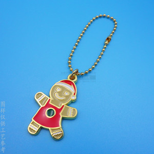 Porte-clés personnalisé en métal, poupée de Noël en forme de pain d'épices, plaqué or, en alliage de zinc, design de dessin animé, cadeau, accessoire de bijouterie - Product Image 1