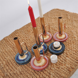 سطح المكتب الملكي الذهبي المعادن الركيزة حوامل شموع tealight شمعة الأواني طويل حامل شموع - Product Image 3