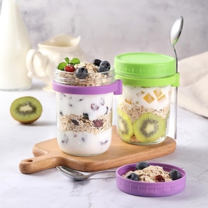 Recipientes Portátiles <span class=keywords><strong>para</strong></span> Avena Nocturna, Frascos Mason de 10 oz/300 ml, Recipientes de Vidrio <span class=keywords><strong>para</strong></span> Conservas con Tapas y Cuchara <span class=keywords><strong>para</strong></span> Desayuno y <span class=keywords><strong>Almuerzo</strong></span> - Product Image 3