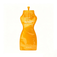 Op maat bedrukte speciale vorm plastic aluminiumfolie staande zak met uitgiettuit voor vloeibare vruchtensap, met kleurrijke dop