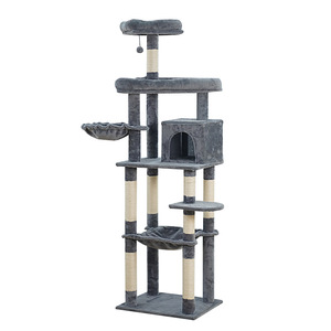 Árbol para Gatos, Torre de 166 cm, Gris, Multifuncional, de Sisal, Mueble Grande para Gatos, Casa para Mascotas - Product Image 3