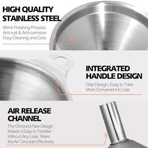 ชุดกรวยสแตนเลสในครัวขนาดเล็กมี3แพ็คกรวยบรรจุโลหะทนทานสำหรับการถ่ายโอนของเหลวแห้งเกรดอาหาร - Product Image 2