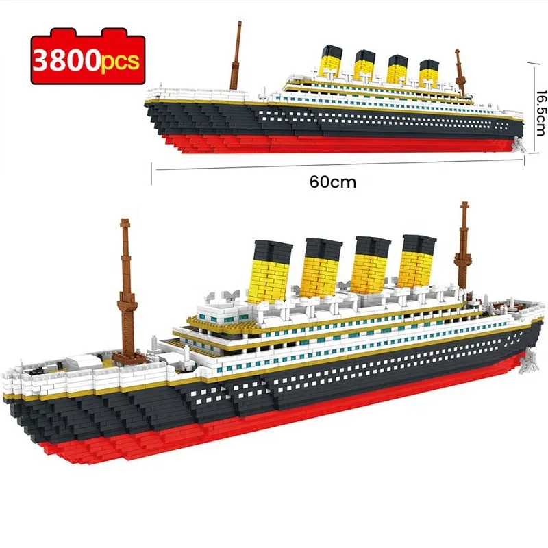 3800PCS Blocks Titanic Cruise Ship Model Boat Model DIY Assemble Building Blocks Classical Brick Toys Birthday Gift For Children
