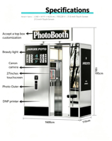 Kiosque photo intelligent en acier inoxydable, borne de service libre tout-en-un avec imprimante à écran tactile, photomaton