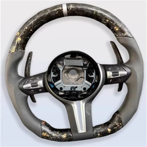 Volante de cuero de gamuza deportivo de fibra de carbono forjado LED para <span class=keywords><strong>BMW</strong></span> M3 M4 M5 E46 E90 E70 E71 F30 F10 F35 F22 F18 F07 F01 F15 - Product Image 3