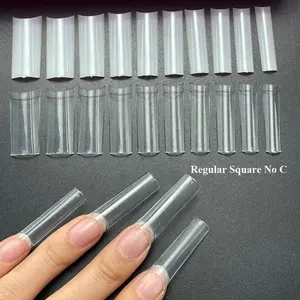 Abs 500Pcs Straight No C Curve Nail Tips Flat Clear Natural Regular Square Artificial Nails XL Nail Tips Coffin