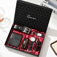 Set Hadiah Bisnis Praktis untuk Pria: Sabuk Modern Sederhana Modis, Dompet Sederhana, Jam Tangan, Parfum, Hadiah Ulang Tahun
