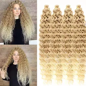 Cabelo tecelagem tingido paixão torção 32 longo crochê cabelo extensões freetress onda profunda cr