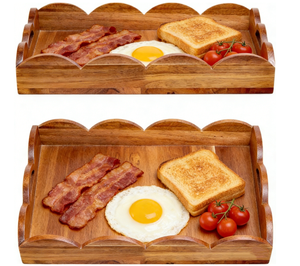 Bandeja Grande de Madera de Acacia: Resistente, Elegante, con Asas. Perfecto para Servir, Decorar la Sala de Estar, el Dormitorio, la Cocina y la Entrada. - Product Image 3