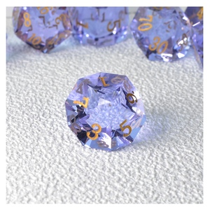 Màu tím đá quý lăng kính thủy tinh xúc xắc Bộ, khắc cạnh sắc nét đa diện DND xúc xắc, 7 cái thiết lập với kim loại hộp thiếc gói - Product Image 4