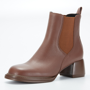 Stivaletti Chelsea personalizzati fatti a mano da donna con comodo aletta Sole tacco grosso stivaletti in pelle a punta quadrata per l'estate - Product Image 6