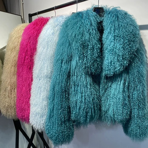 Cappotto in Vera Pelliccia di Agnello Mongolo Soffice e Caldo per Donna, Giacca in Pelle di Pecora Ricciolata per l'Inverno - Product Image 1