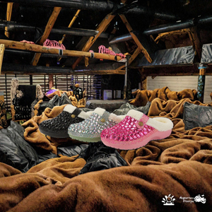 Luxury Ladies Plush Platform Winter Indoor for Anti-Slippery Closed Toe Cushioning EVA Fuzzy Fur Rhinestone Sequins - Product Image 2