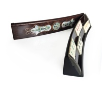 Jeu de Rummy en bois massif traditionnel fait main avec incrustations de nacre verte d'abalone, durable, pour 4 joueurs