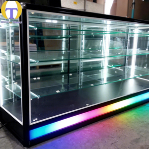 <span class=keywords><strong>Vitrine</strong></span> <span class=keywords><strong>LED</strong></span> moderne de luxe HongTai, base noire robuste, <span class=keywords><strong>verre</strong></span> trempé, taille personnalisable, recyclable, pour magasin de tabac - Product Image 4