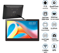 Tablettes Android 11 2 Go de RAM 16 Go de ROM Quad-Core IPS HD Écran tactile Double haut-parleur 2.4G Wi-Fi 11.6 pouces PC tout-en-un POE en stock