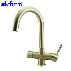 Kitchen Faucet 3 Way Brush Gold Kitchen Faucet Swan Boiling and Chilled Water Tap