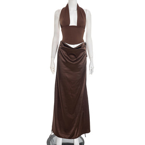 Vestido Maxi con Espalda Cruzada <span class=keywords><strong>de</strong></span> Encaje, Color Rosa Claro, Talla Grande, Vestidos Casuales <span class=keywords><strong>de</strong></span> Fábrica <span class=keywords><strong>de</strong></span> Ropa para Mujer Personalizados - Product Image 2