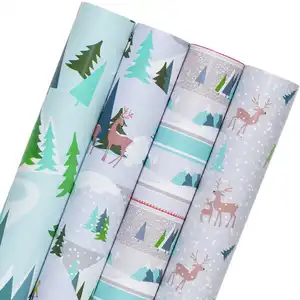Christmas Ice Print Custom Wrapping Paper Wholesale Beautiful Gift Wrap Paper Roll Set Christmas Wrapping Paper For Gift