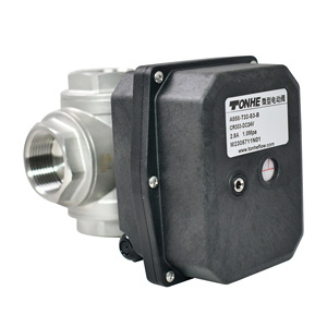 Vanne à boisseau sphérique électrique Tonhe 3 voies en acier inoxydable DN32 50 filetée pour eau, air, eaux usées, irrigation - Product Image 4