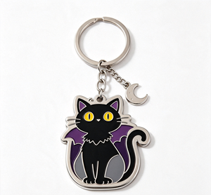 <b>Cute</b> Black Cat Metal Key Chain Enamel Cat <b>Keyring</b> Zinc Alloy Pendant for Gift and Promotion - Product Image 5