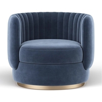 Fauteuil pivotant moderne avec revêtement en velours confortable, base en métal, pour salon ou hôtel, pour utilisation en appartement