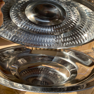 Thép không gỉ trái cây Bát với nắp bữa ăn tối tấm khách sạn tự chọn tấm nhà hàng Bộ đồ ăn tiệc thực phẩm tấm tròn phục vụ khay - Product Image 3