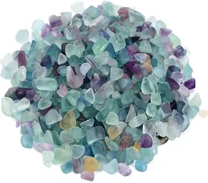 Chips polido esfregado cura cristal quartzo peças, fluorite pedra coberta para enchimento de vaso 5-8mm