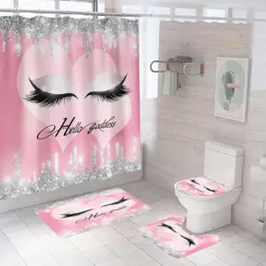 모조리 천사 홈 섬유 커튼-럭셔리 현대 3D 사용자 정의 은빛 눈 긴 속눈썹 디자인 인쇄 샤워 커튼 욕실 세트 사랑