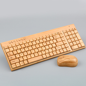 Souris sans fil en bois écologique et clavier filaire en bambou, très demandés et durables, au design soigné - Product Image 3