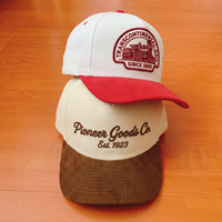 Gorra de Pana Personalizada OEM con Logotipo Bordado de 5 Paneles, Gorra Snapback Sin Estructura