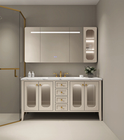 Oumeiga Personnalisé Hôtel Salle De Bains Vanités Comptoirs PVC Carcasse Matériel Double Évier Vanité Tops Table Prix Usine