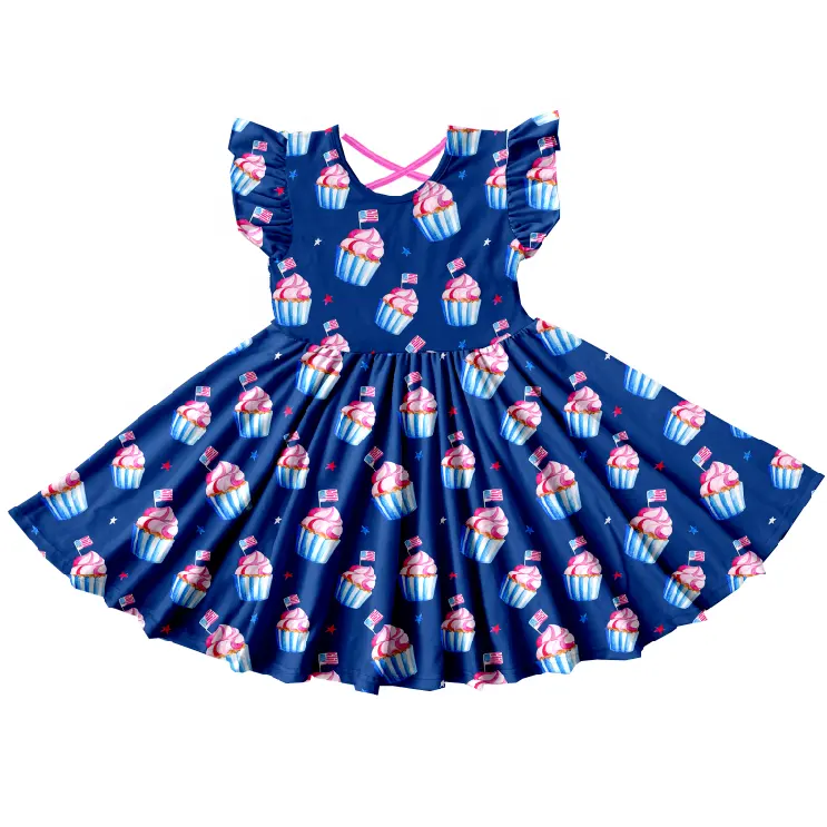 Wholesale toddle girl dress festival children twirl July 4th dresses