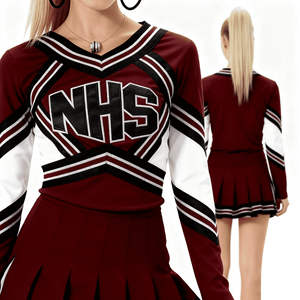 Traje de uniforme de porristas escolar personalizado <span class=keywords><strong>para</strong></span> <span class=keywords><strong>niñas</strong></span> con diseño lateral de moda - Product Image 2