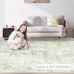 Grand <span class=keywords><strong>tapis</strong></span> moderne abstrait 8x10 à poils ras, lavable, doux, résistant aux taches, beige, pour salon, salle à manger, vert, marron - Product Image 5