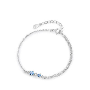 S925 Sterling <b>Silver</b> Ice Blue Zircon Single-Sided Double-Layer Chain Bracelet <b>for</b> <b>Women</b> Customizable copper version - Product Image 1