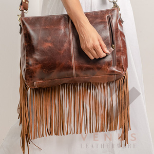 LW Sac à bandoulière à sangle unique pour femmes en cuir véritable à franges pour filles Style bohème pour le printemps et l'hiver - Product Image 4