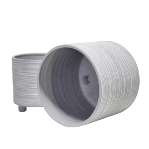 Vasi Moderni con Piedini in Ceramica Grigia per Interni ed Esterni, Vasi Decorativi per Casa, Soggiorno e Giardino - Product Image 4