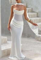 Robe longue chic sans bretelles 2026, sexy, dos nu, à lacets, robe d'été élégante et ajustée pour femme, idéale pour les soirées.