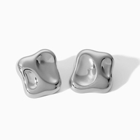 Boucles d'oreilles convexes concaves à texture marteau en acier au titane personnalisé haut de gamme en or LT-MS-407 18 carats