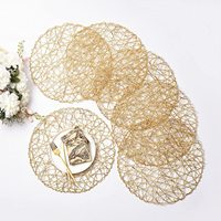 Ensemble de sets de table en papier creux écologiques de conception américaine classique, tissés avec des paillettes dorées et argentées, pour restaurants