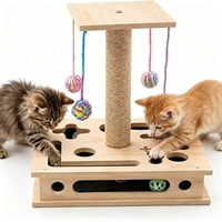 Jouet interactif pour chat en bois massif, à usage intérieur, griffoir et boîte labyrinthe de puzzle pour l'auto-entretenissement des animaux de compagnie