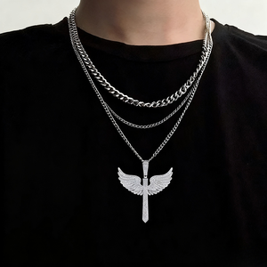 Liontin Perhiasan Hip Hop Mewah Pria Bertabur Batu Moissanite VVS, Liontin Berlian Moissanite Perak Sterling 925, Kalung Sayap Malaikat Moissanite - Product Image 3