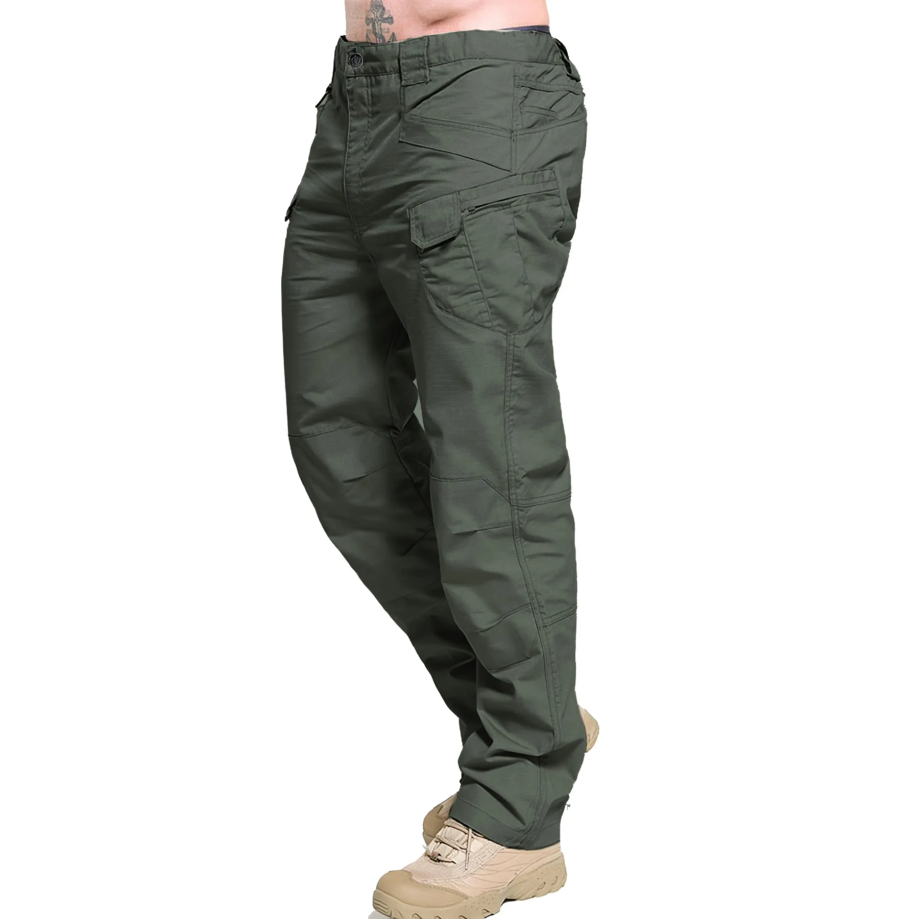 Men's IX9 Waterproof Rib-Stop Tactical Pants Trousers Hiking Hunting Multi Pockets Worker Anti-tearing Duty Pockets Cargo Pant