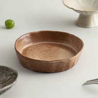 Assiette en céramique réactive multicolore vintage de 6,6 pouces, faite à la main, bord brut, pour la maison, le café, vente en gros