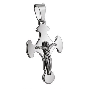 Ciondolo a Croce in Acciaio di Media Durezza 27x44mm, Charm per Gioielli Raffinati - Product Image 1